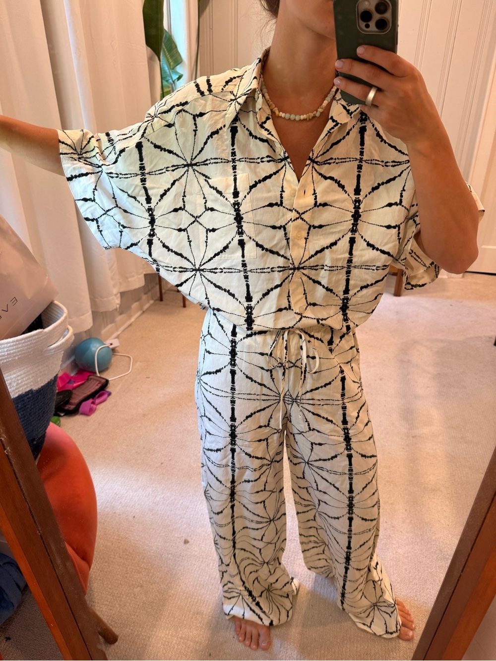 & Other Stories Tie Pattern button up top